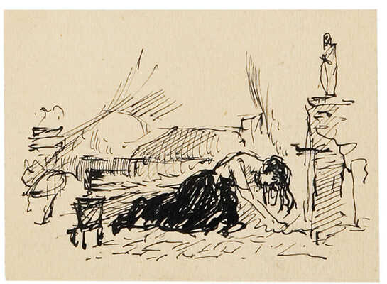 Бехтеев Владимир Георгиевич. Лот из восьми листов (два листа двухсторонние) с иллюстрациями к книге О. де Бальзака «Блеск и нищета куртизанок» (М.: Государственное издательство художественной литературы, 1946) 